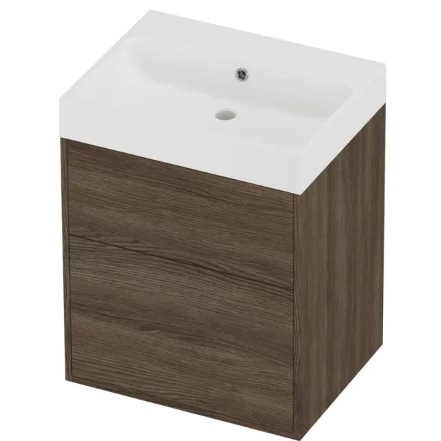 Proline Podium Badmeubelset Polystone Loft 2 Laden 60x46x75 cm Mat White Vital Oak Eiken