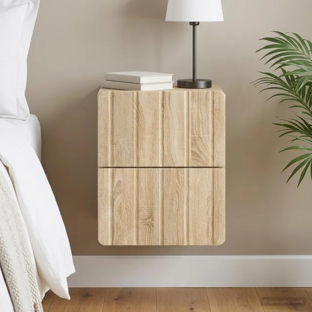 vidaXL Wandbeugel Bedkast Sonoma Eiken 33 x 34,5 x 43 cm Bewerkt hout Bruin