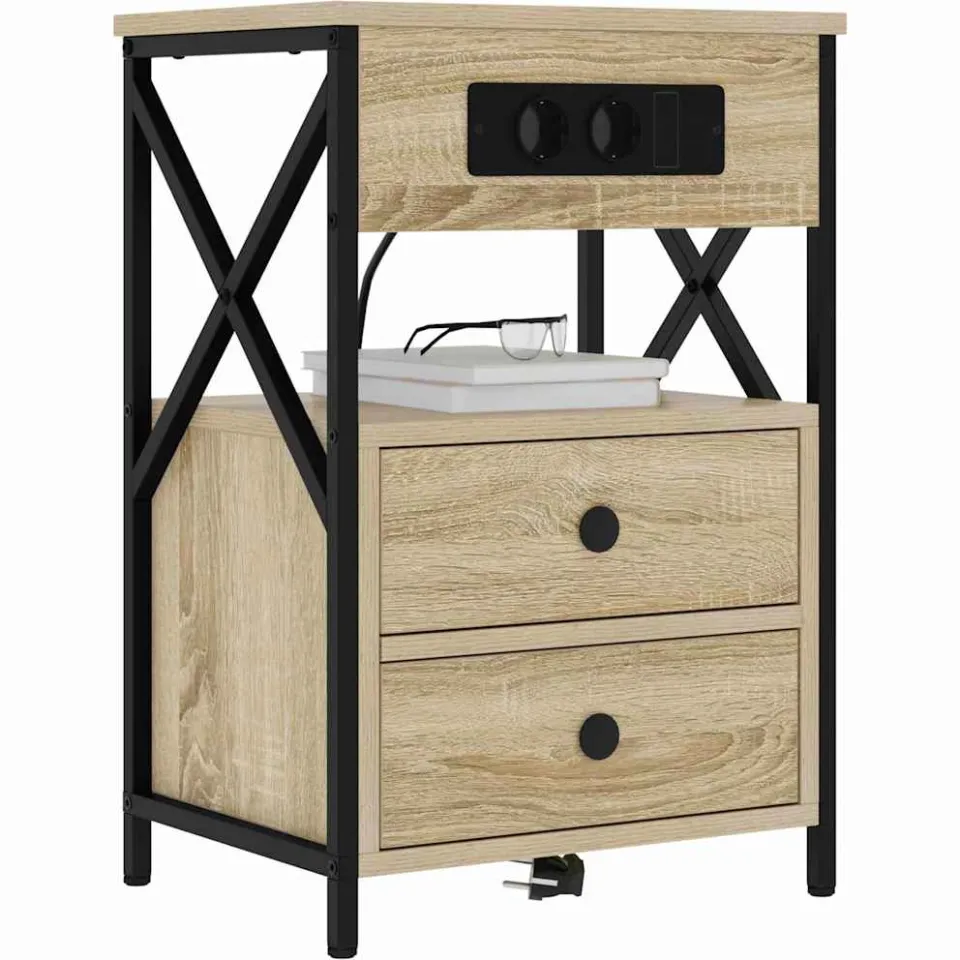 vidaXL Nachtkastje 2 st Sonoma Eiken 40 x 31 x 60 cm Bewerkt hout Bruin