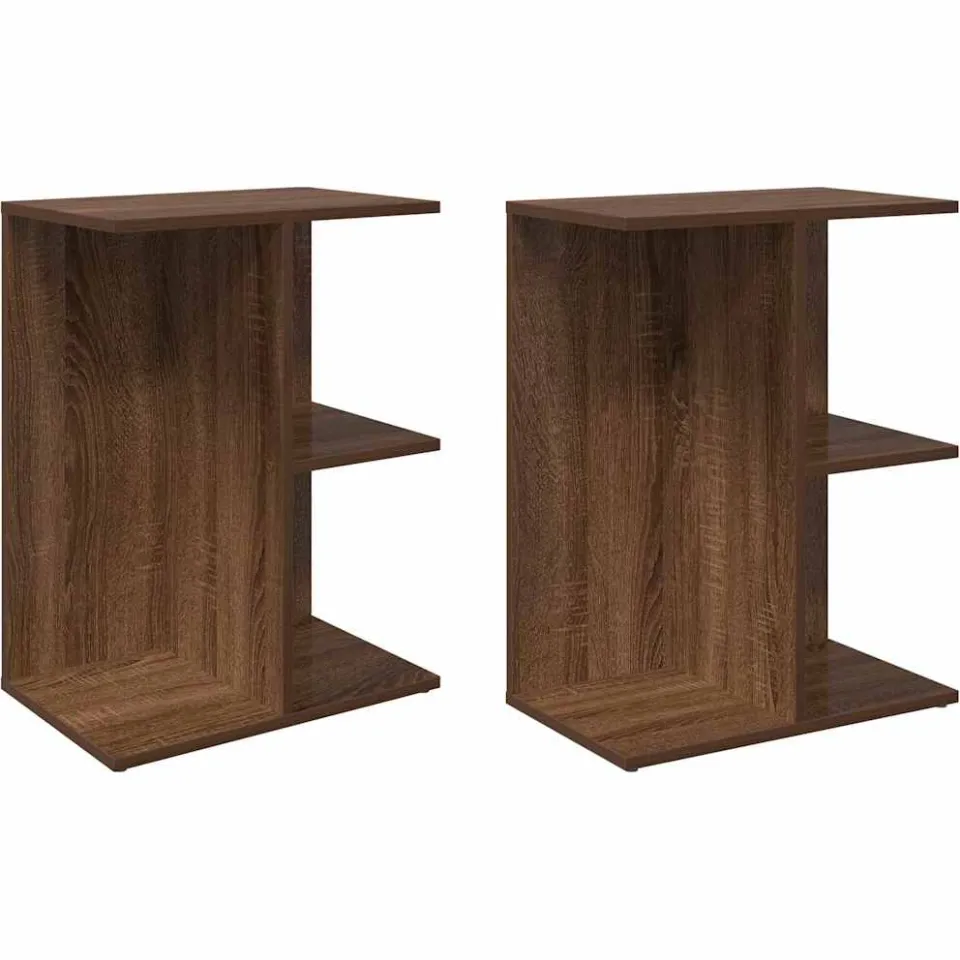vidaXL Nachtkastjes 2 st 46,5x29x61 cm bewerkt hout bruin eikenkleur, foto 3