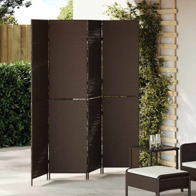 vidaXL Kamerverdeler Bruin 195 x 180 cm poly rattan, foto 2