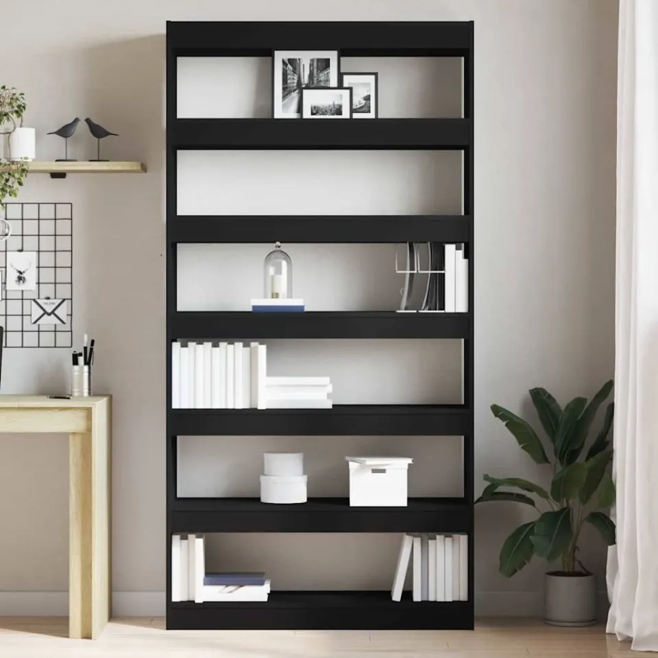 vidaXL Boekenkast 6-laags 100 x 30 x 198 cm Bewerkt hout Zwart, foto 4