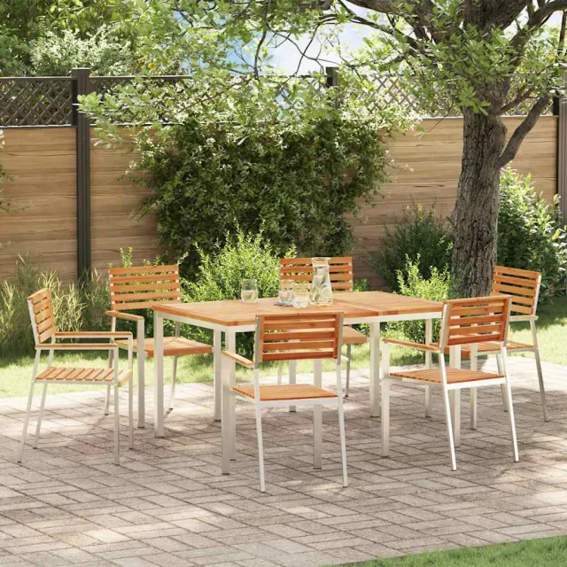vidaXL Tuin eettafelset 7 st Massief Teakhout en RVS, foto 2