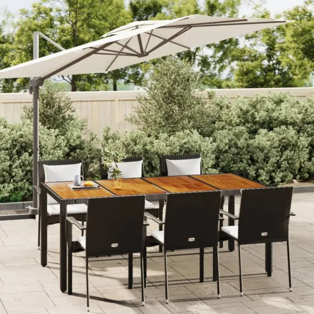 vidaXL 7-delige Tuinset met kussens poly rattan zwart, foto 2