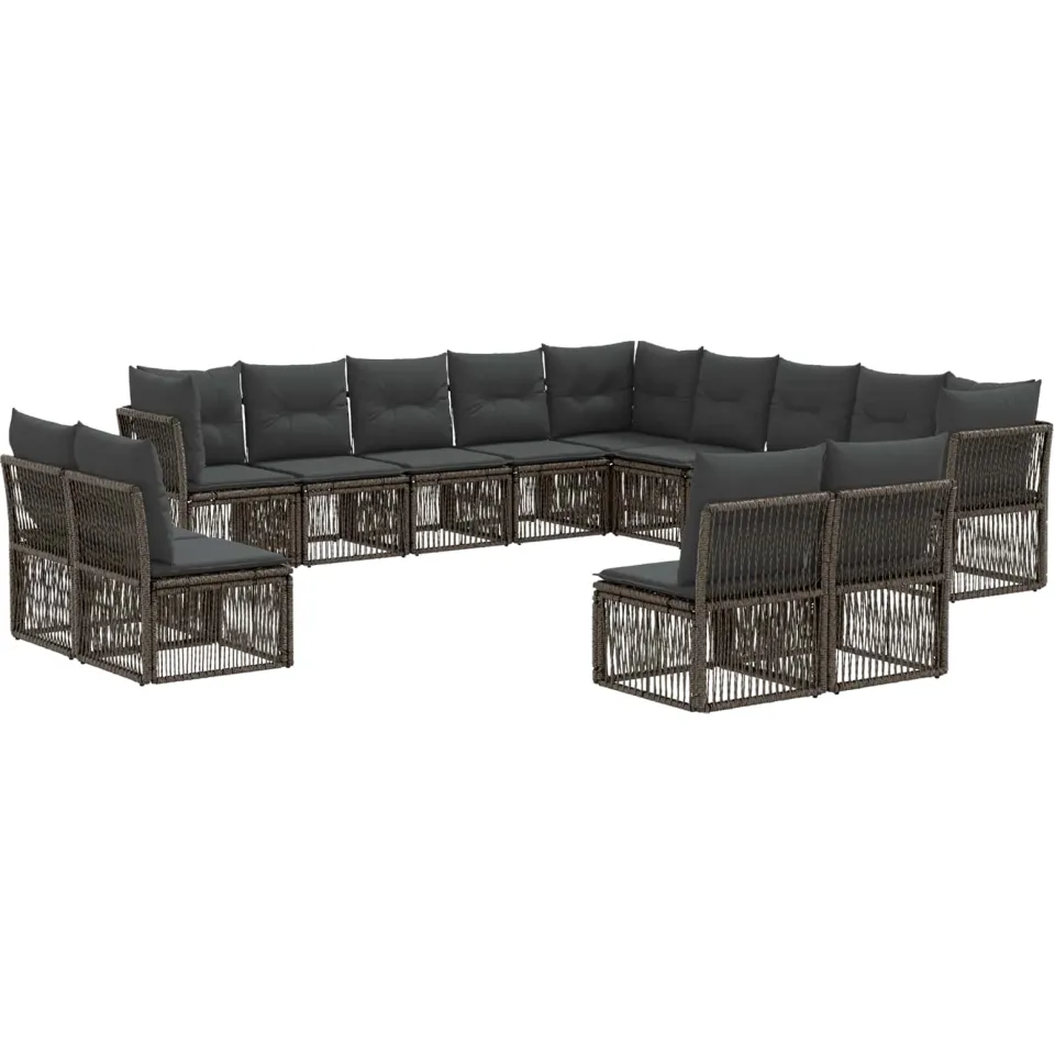 vidaXL Tuinbankenset 13 st 13-zits Grijs poly rattan, foto 3