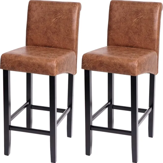 Cosmo Casa Set van 2 barkrukken - Barkruk - Hout - Imitatie suède - Donkere poten - Stof - Textiel bruin