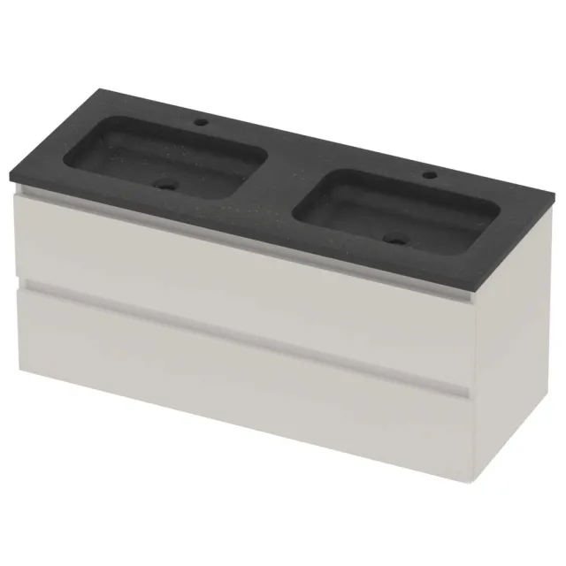 Basic-Line Rocky 46 Badmeubelset Hardsteen 120x46x54 cm R46BSEMW120D2 Mat White Blue Stone Grijs