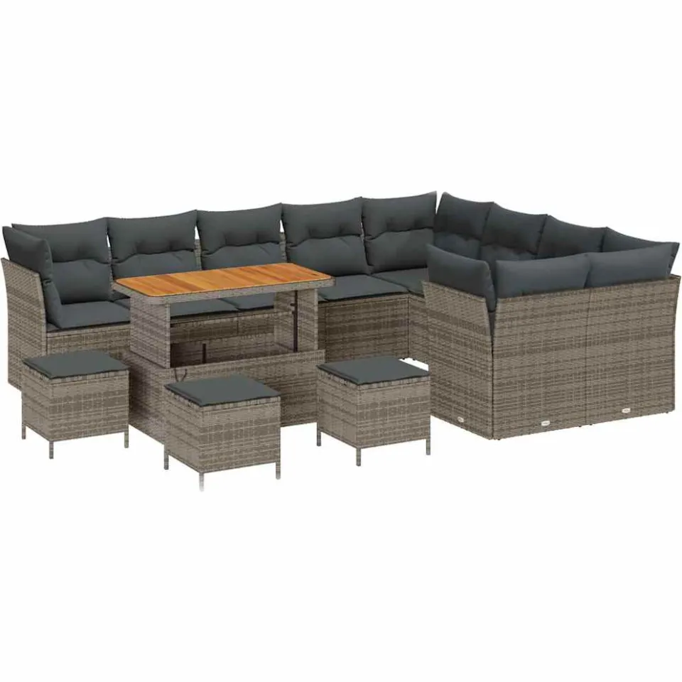 vidaXL Tuinbankenset 13 st Grijs poly rattan