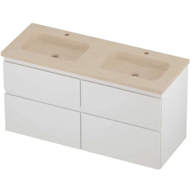 Proline Rollo Badmeubelset Hardsteen Elegant 120x46x62 cm Sand Stone Mat Wit