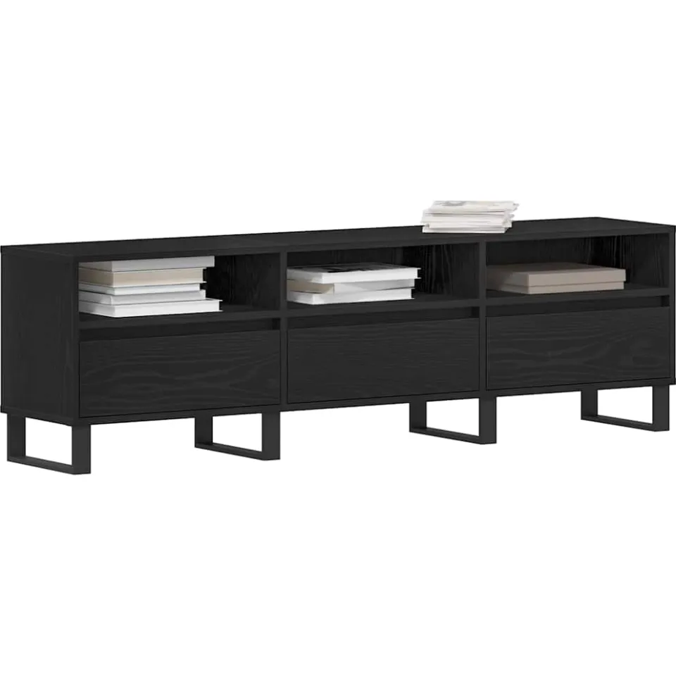 vidaXL TV-kast 150 x 30 x 44,5 cm Zwart Eiken Bewerkt hout