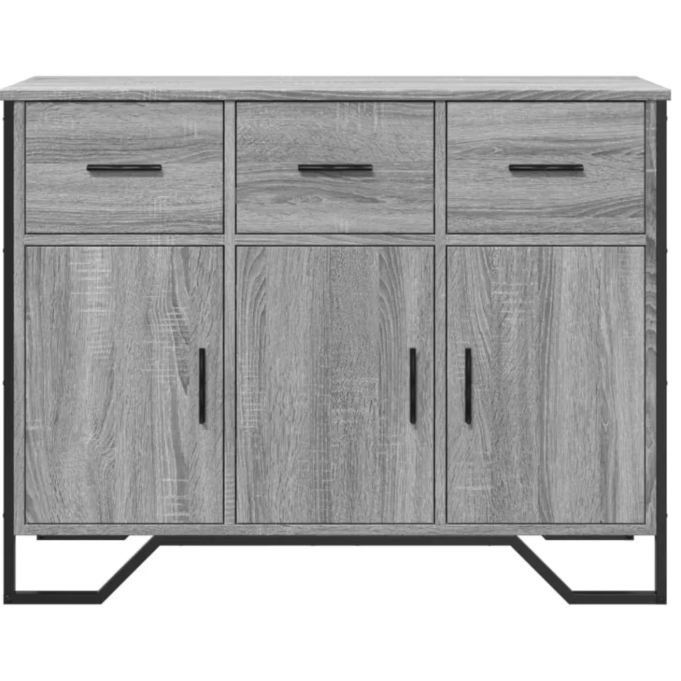 vidaXL Dressoir 97x32,5x74,5 cm bewerkt hout grijs sonoma eikenkleur, foto 4