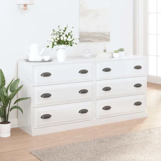 vidaXL Dressoirs 2 st bewerkt hout hoogglans wit, foto 2