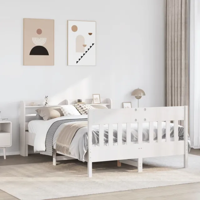vidaXL Bedframe zonder matras massief grenenhout wit 140x200 cm