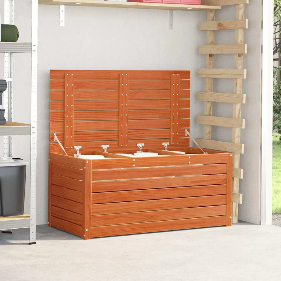 vidaXL Opslagdoos Bewerkt hout 101 x 50,5 x 46,5 cm Wasbruin bruin, foto 3