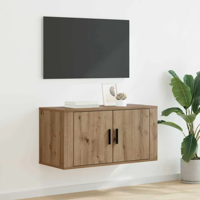 vidaXL Wandgemonteerde TV-kast 80 x 34.5 x 40 cm Bewerkt hout Bruin