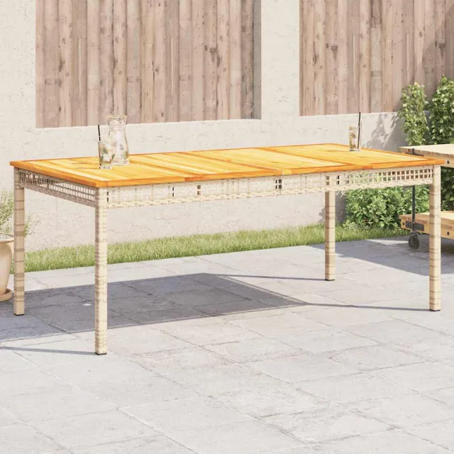 vidaXL Tuintafel 180x90x75 cm poly rattan en acaciahout beige, foto 2