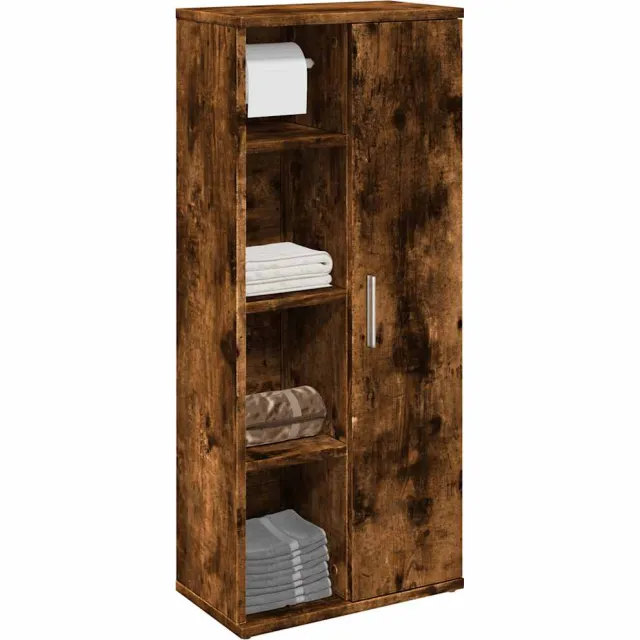 vidaXL Badkamerkast met rolhouder 39x22x90 cm gerookt eikenkleurig Bruin