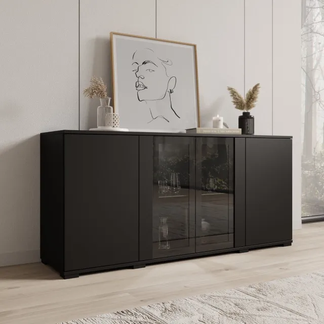 MEUBELLA Cres 2 - Dressoir - Zwart - 150x40x70 cm