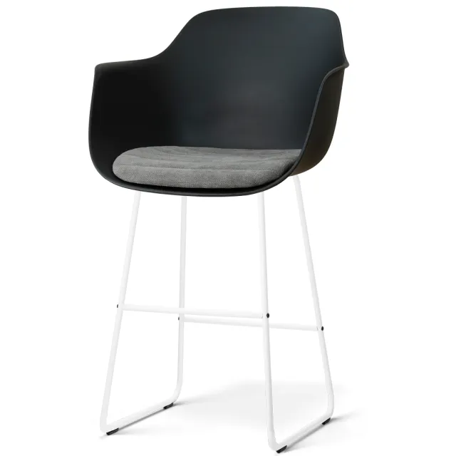 Nolon Nino-Liz barkruk zwart met zeegrijs zitkussen - wit onderstel - 75 cm