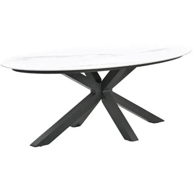 Garden Impressions Scotland tafel - 230x115 cm - carbon black - Centostone Venice white Wit