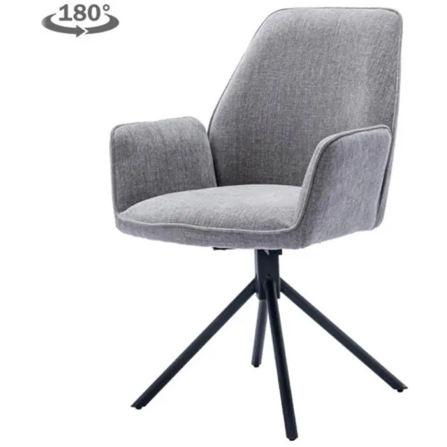 Tower Living Eetkamerstoel Amaro met armleuning draaibaar - stof Nature 452 Blue grey Grijs