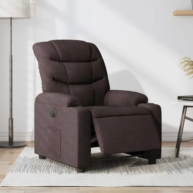 vidaXL Fauteuil verstelbaar elektrisch stof donkerbruin bruin