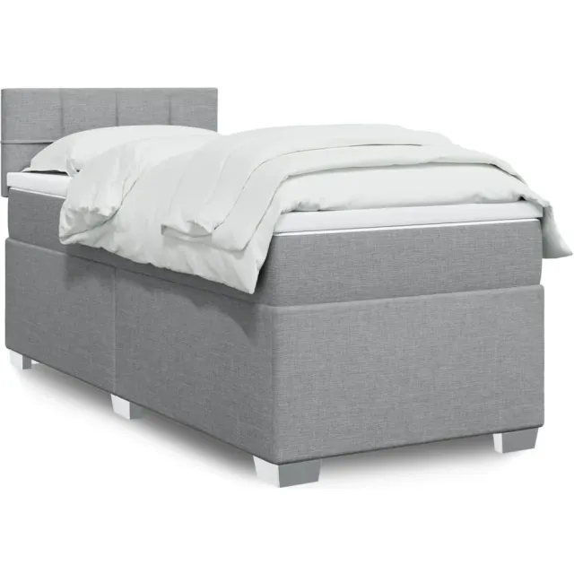 vidaXL Boxspring met matras stof lichtgrijs 90x200 cm grijs