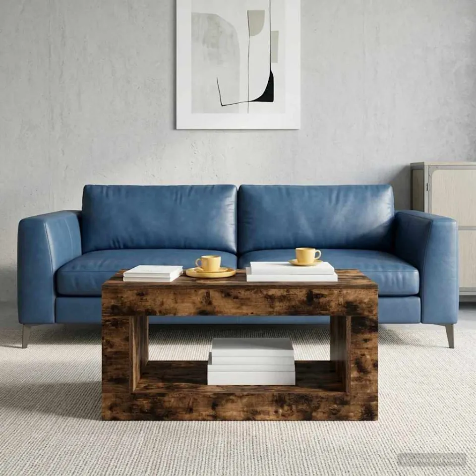 vidaXL Salontafel Gerookte Eik 99.5 x 50 x 50 cm Bewerkt hout bruin, foto 4