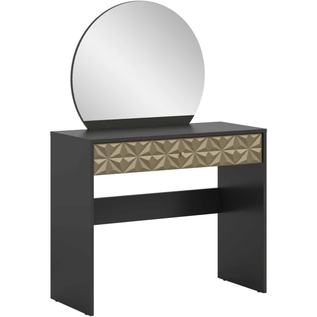 Furnilux Prisma kaptafel zwart melamine goud NB - 39x90x133cm zwart, goud