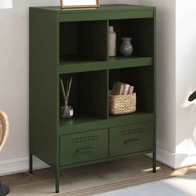 vidaXL Hoge kast 68x39x101,5 cm staal olijfgroen, foto 2