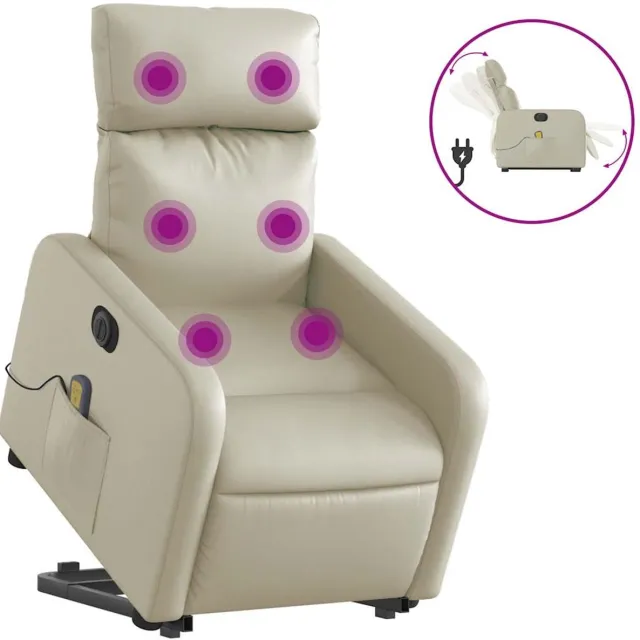 vidaXL Sta-op-massagestoel - elektrisch - kunstleer - crèmekleurig
