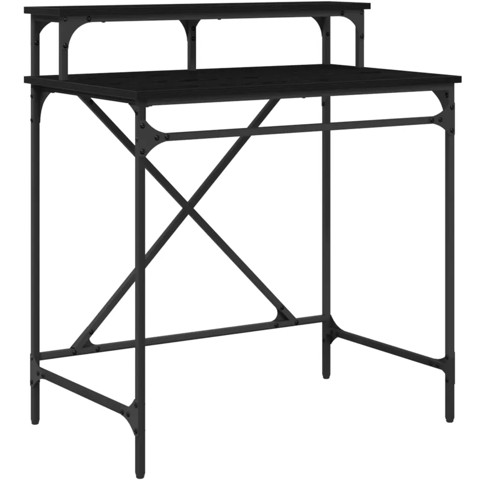 vidaXL Bureau Zwart Eiken 80 x 50 x 90 cm Bewerkt hout, foto 3