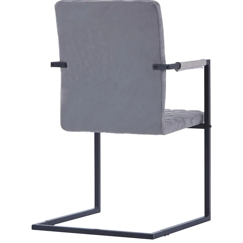 vidaXL Eetkamerstoelen 2 st kunstleer donkergrijs grijs, foto 4