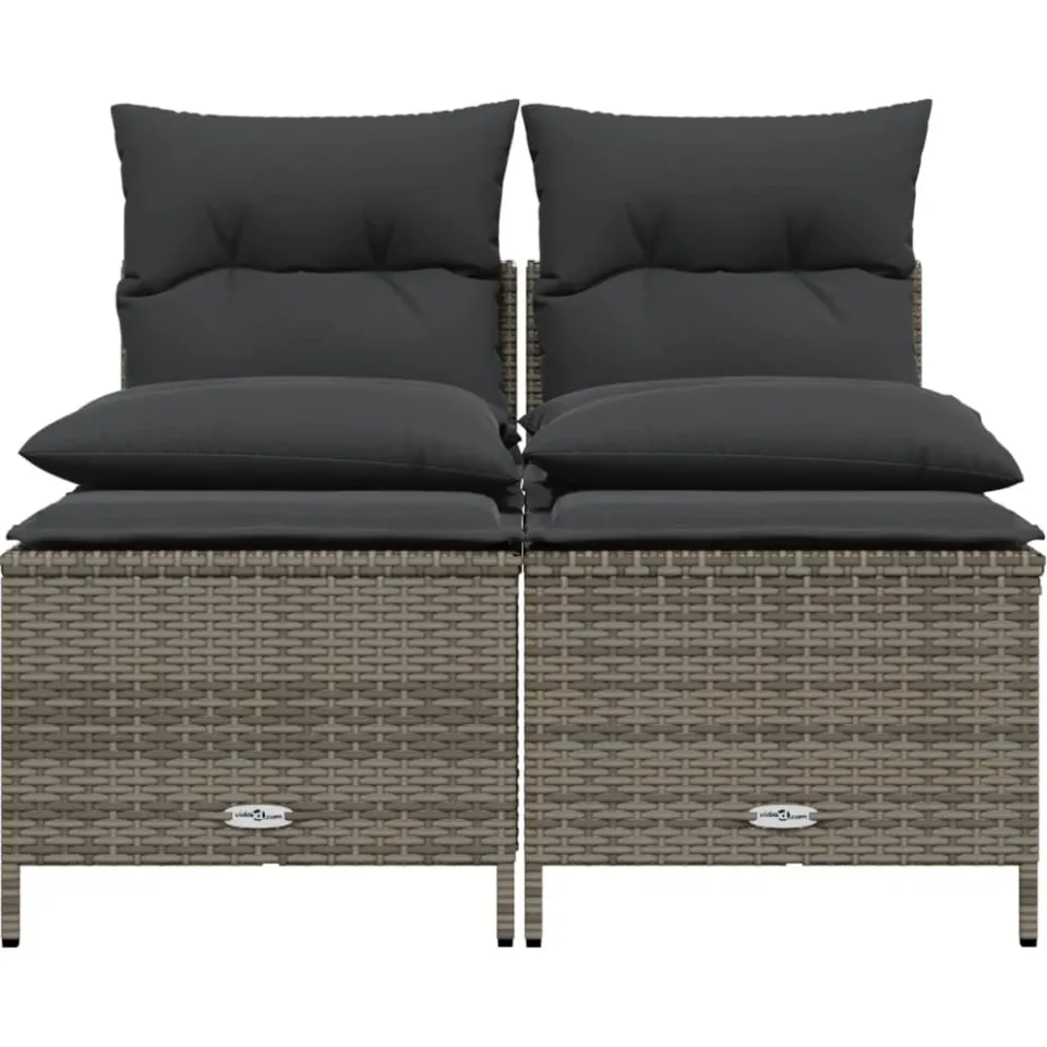 vidaXL 4-delige Loungeset met kussens poly rattan grijs