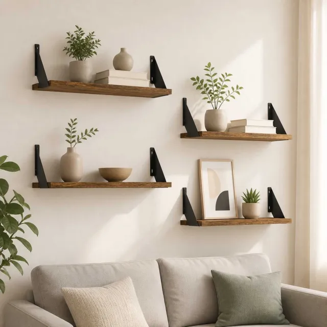 vidaXL Wandplanken - 4 - st - Gerookt - eiken - 50 - x - 20 - x - 17 cm Gerookt eiken