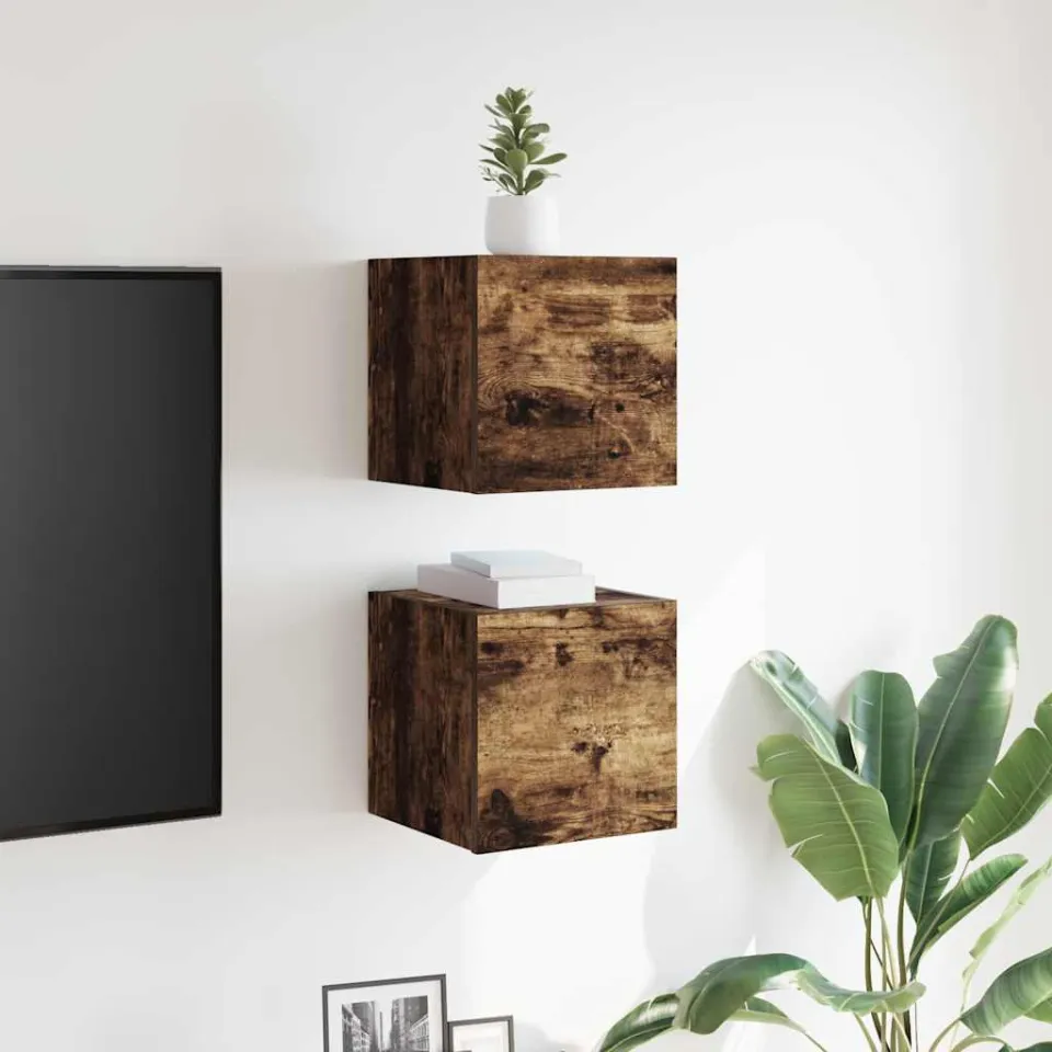 vidaXL Tv-wandmeubelen 2 st 30,5x30x30 cm gerookt eikenkleurig, foto 2