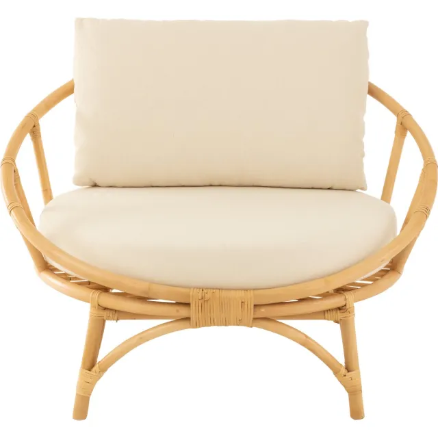 J-Line stoel + kussen - jute/textiel - naturel/wit