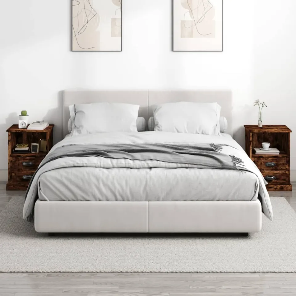 vidaXL Nachtkastjes 2 st 43x36x60 cm gerookt eikenkleurig, foto 3