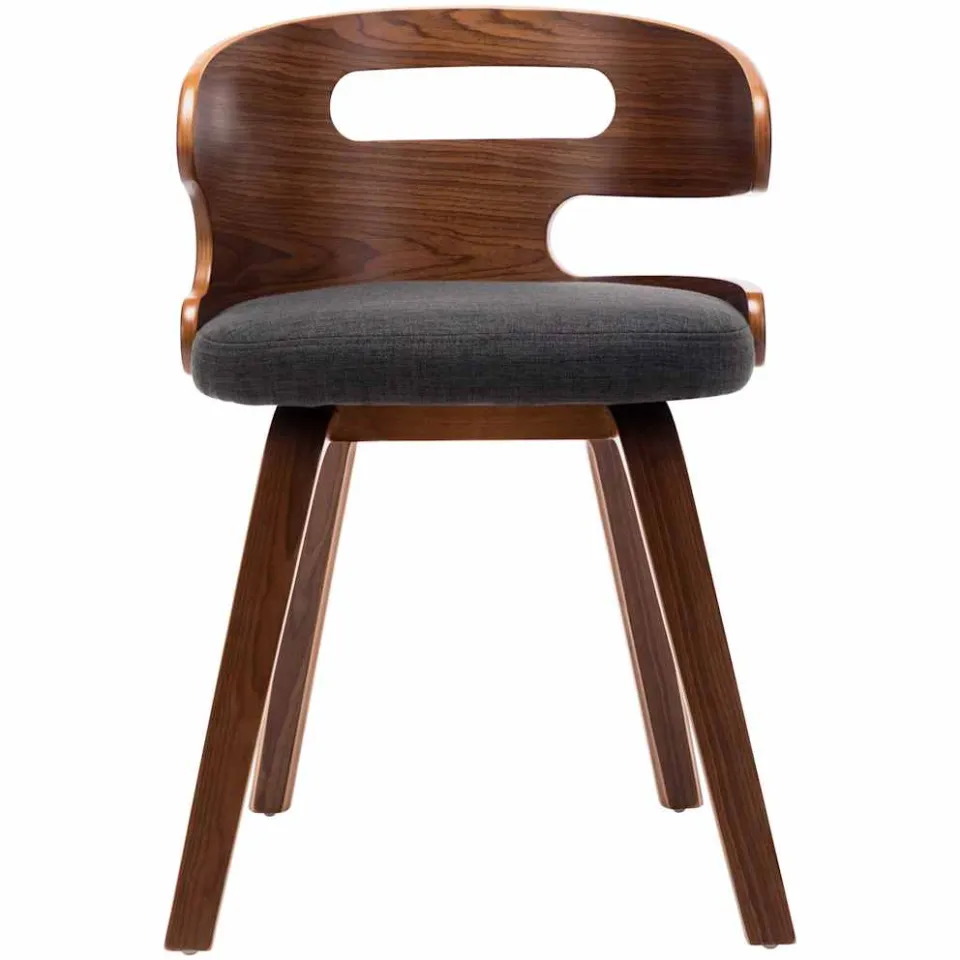 vidaXL Eetkamerstoelen 4 st gebogen hout en stof donkergrijs