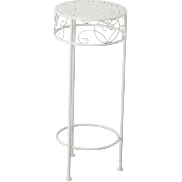 Ibenzoa Metalen bijzettafel in crème-wit voor planten en decoratie, middelgroot model