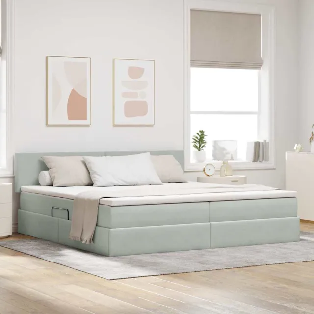 vidaXL Opslag bed met hoofdeinde Lichtgrijs 200 x 200 cm Fluweel grijs