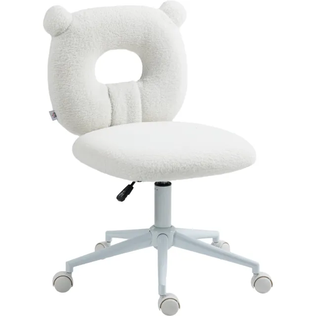 Lunpog Bureaustoel / Werkstoel - In hoogte verstelbaar - Teddybont - 50 cm x 56 cm x 90 cm - Wit