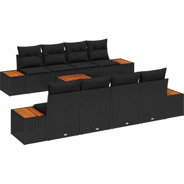 vidaXL Tuin Sofa Set 9 st Zwart Poly riet