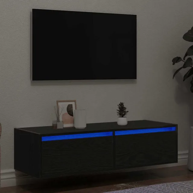 vidaXL Tv-meubel met LED-verlichting 100X35,5x25 cm zwart eikenkleurig