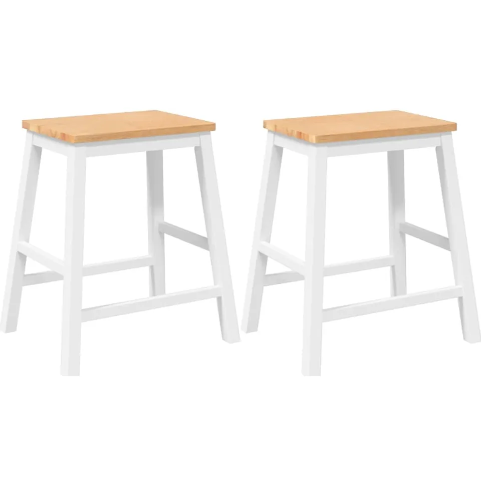 vidaXL Barstoelen 2 st massief hout wit Bruin