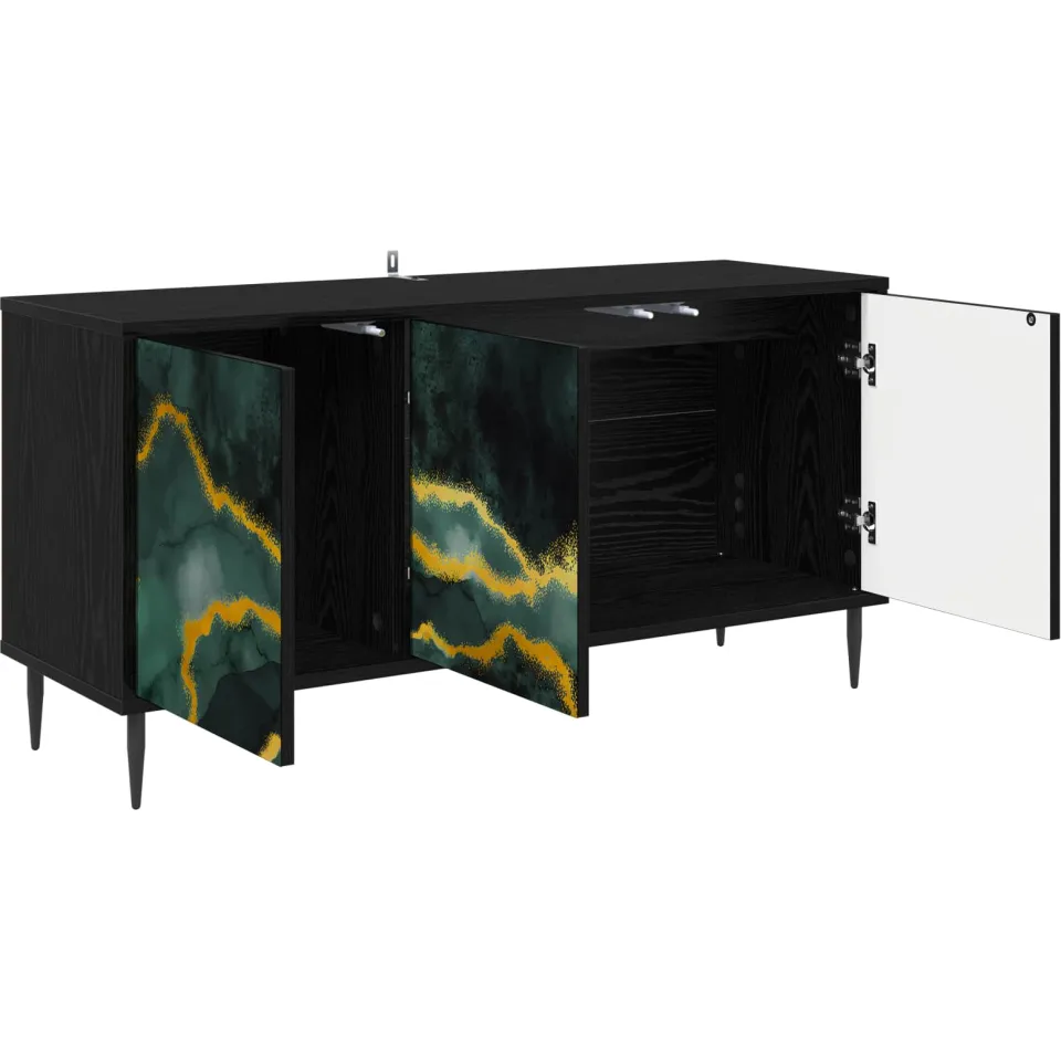 vidaXL Tv-meubel WIJHE 102 x 33 x 51 cm Zwart eiken Bewerkt hout