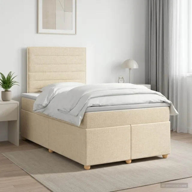 vidaXL Boxspringbed met matras Crèmekleurig 120 x 200 cm Stof