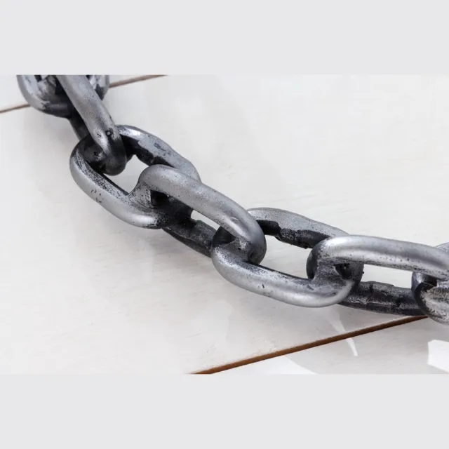 Invicta Interior Design bijzettafel CHAINS 35cm zilver handgemaakt metalen rond glazen blad kettingframe - 42234 Zie omschrijving