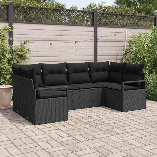 vidaXL Tuinbankenset 6 st Zwart poly rattan