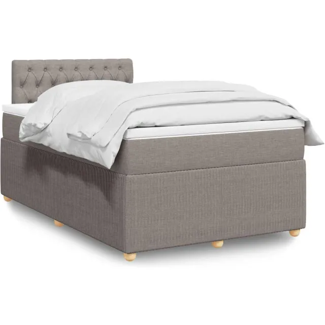 vidaXL Boxspring met matras stof taupe 120x190 cm